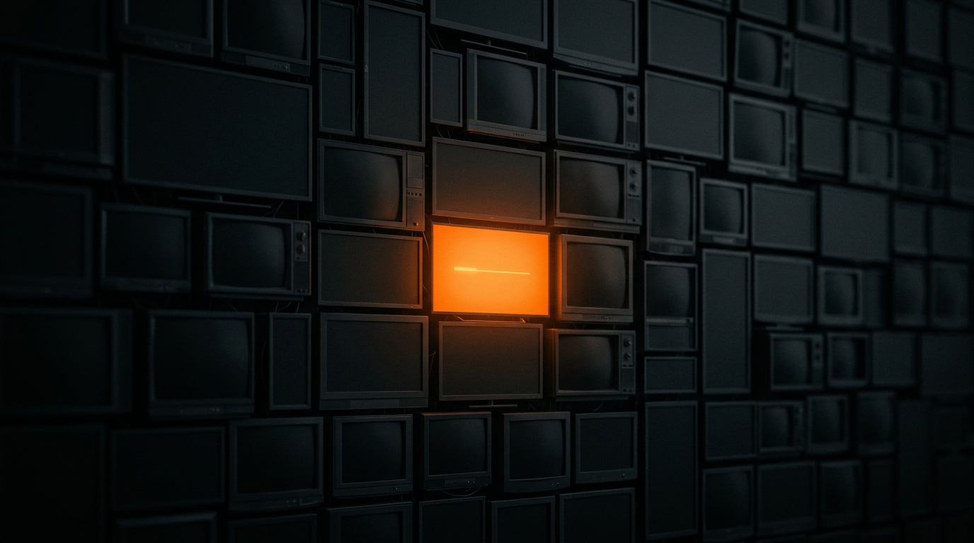 Abstract dark television panels with an orange countdown glow, illustrating a BingeSoon guide.