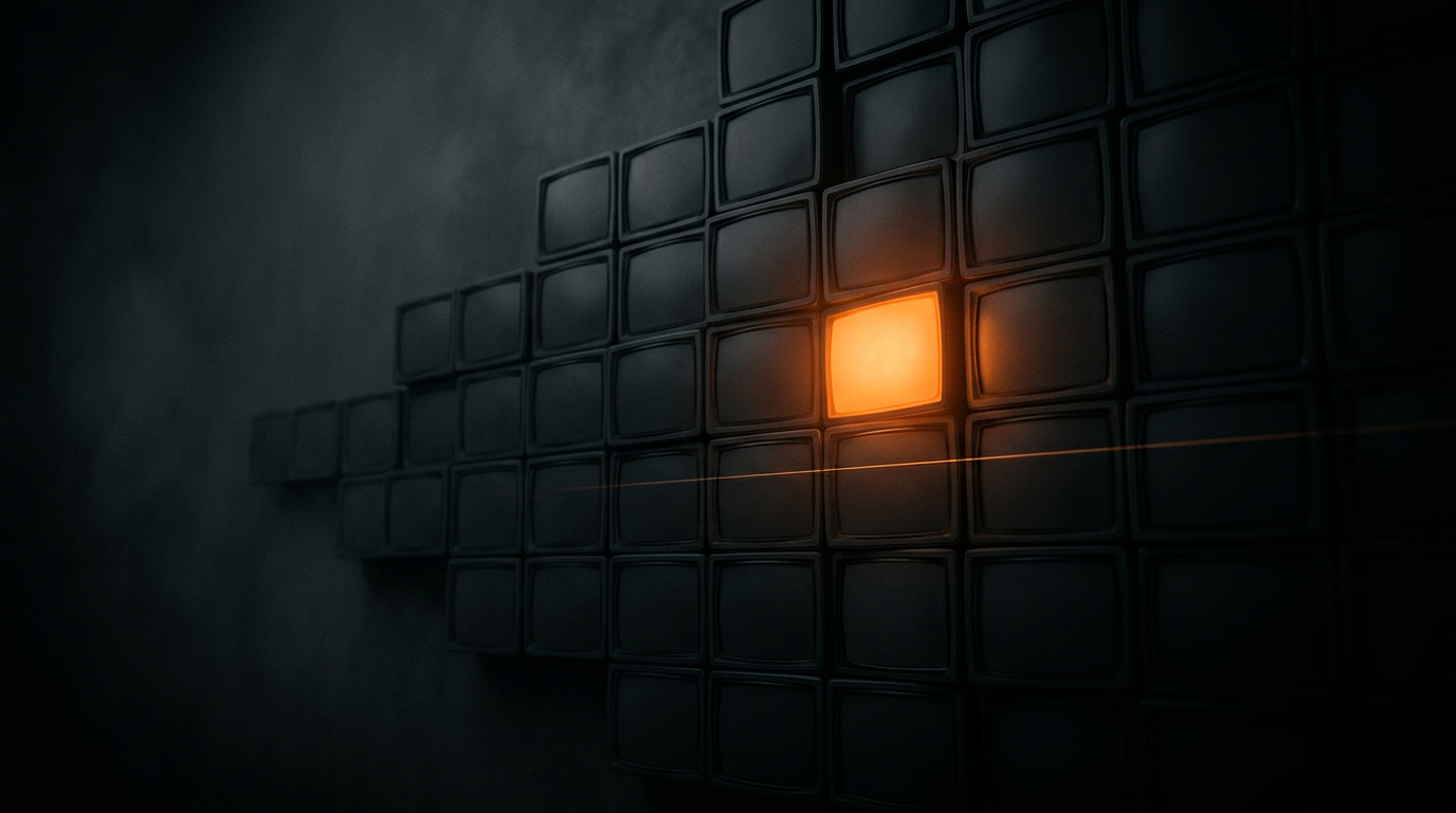 Abstract dark television panels with an orange countdown glow, illustrating a BingeSoon guide.