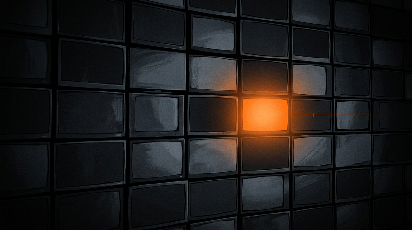 Abstract dark television panels with an orange countdown glow, illustrating a BingeSoon guide.